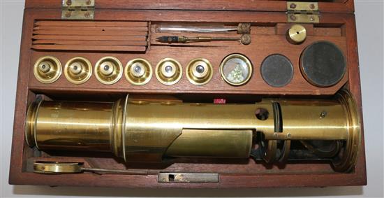 A Carpenter-type monocular drum microscope, c.1840, 10.5in.